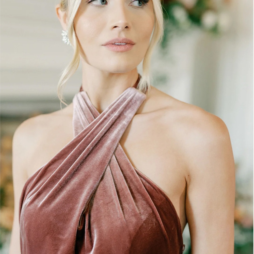 Revelry Athena Velvet Bridesmaid Dress - Blush